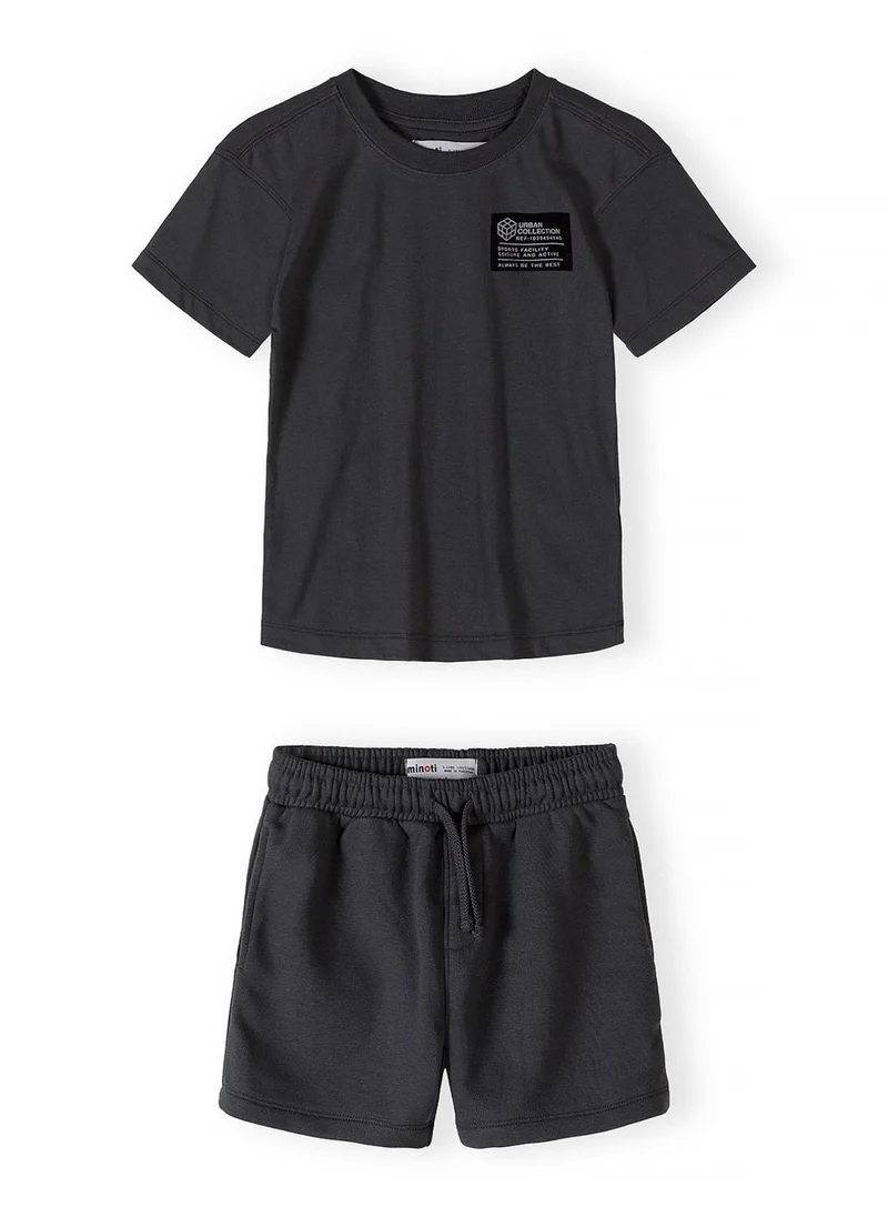 MINOTI Boys cotton t-shirt and shorts set grey 3 to 15 years